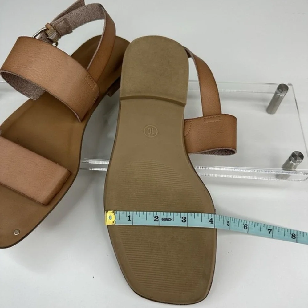 Universal Thread Womens Tan Square Toe Studded Slingback‎ Flat Sandals Size 10